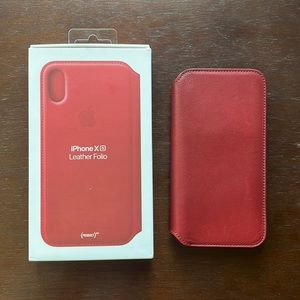 Genuine Apple iPhone XS Red Leather Folio Case